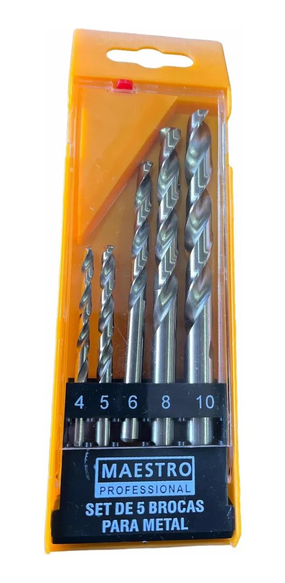 5 Brocas para Metal de Vanadio Maestro ( 4-5 6-8-10mm)