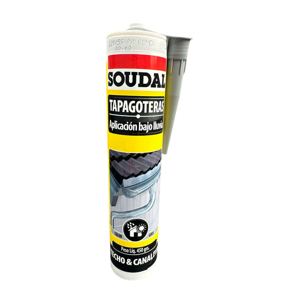 Silicona Tapagoteras Soudal 450g Aplicación Bajo Lluvia.