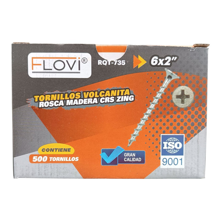 Caja500tornillosvolcanitaroscamaderaZinc6x2pulgadas1