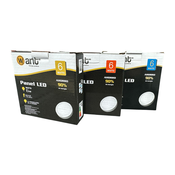PLAFON FOCO PANEL ECO LED SOBREPUESTO 6W REDONDO WANT CERTIFICADO SEC
