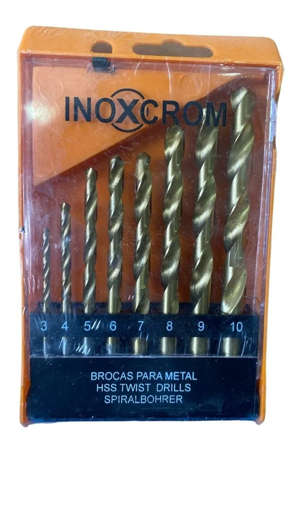 Set 8 Brocas Para Metal Madera Metalcom (3-4-5-6-7-8-9-10mm) Inoxcrom