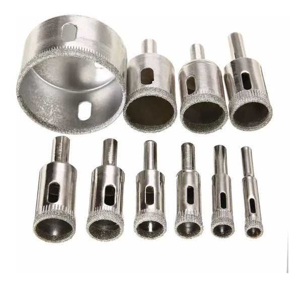 Set 10 Brocas Copa para Ceramica Vidrio internit (8, 10, 12, 14, 16, 18, 20, 22, 25, 50mm)