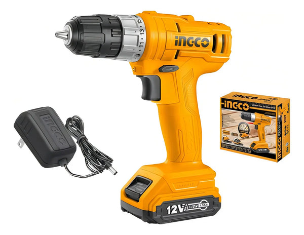 TALADRO ATORNILLADOR INGCO + BATERIA 1,5AH Y CARGADOR NORMAL 12V/10MM