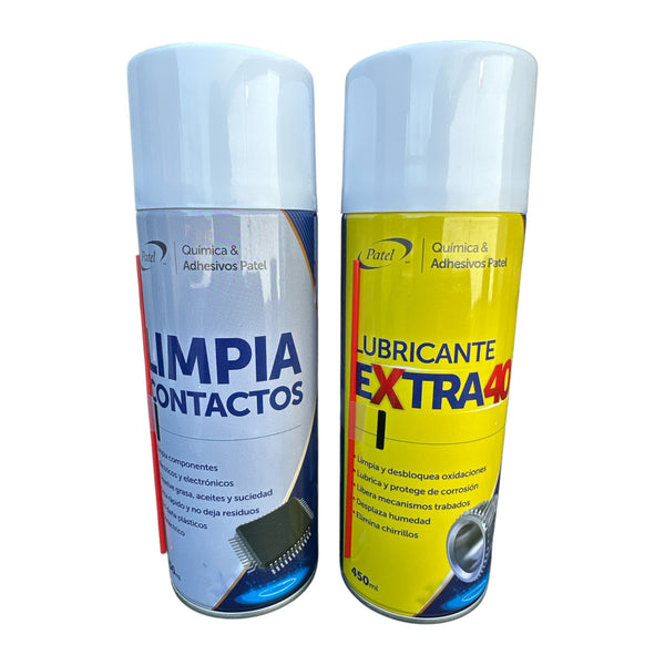 Kit Spray Lubricante Extra 40 + Limpia Contactos Patel 450ml