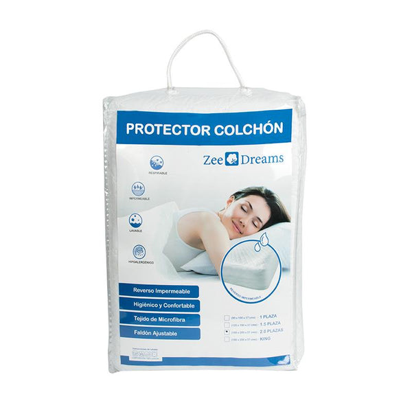 Cubre Colchon Impermeable Zee Dreams 1 , 1,5 , 2 y King Premium. Protector de Colchon.
