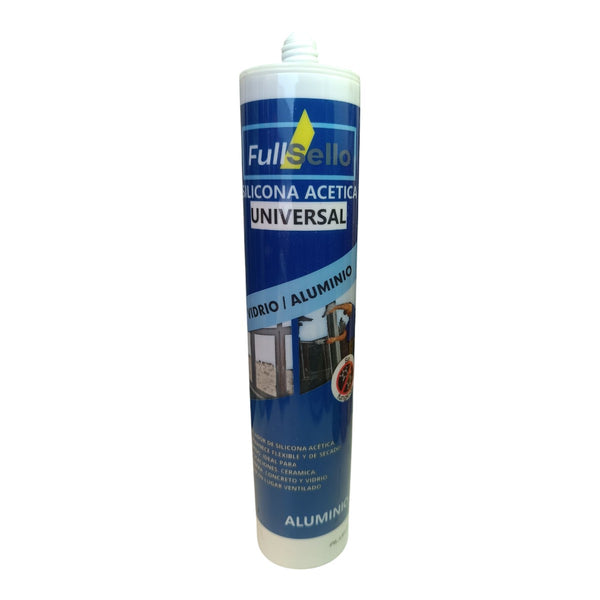 Silicona Acetica Universal Tubo Vidrio Aluminio Fullsello Sin Fungicida